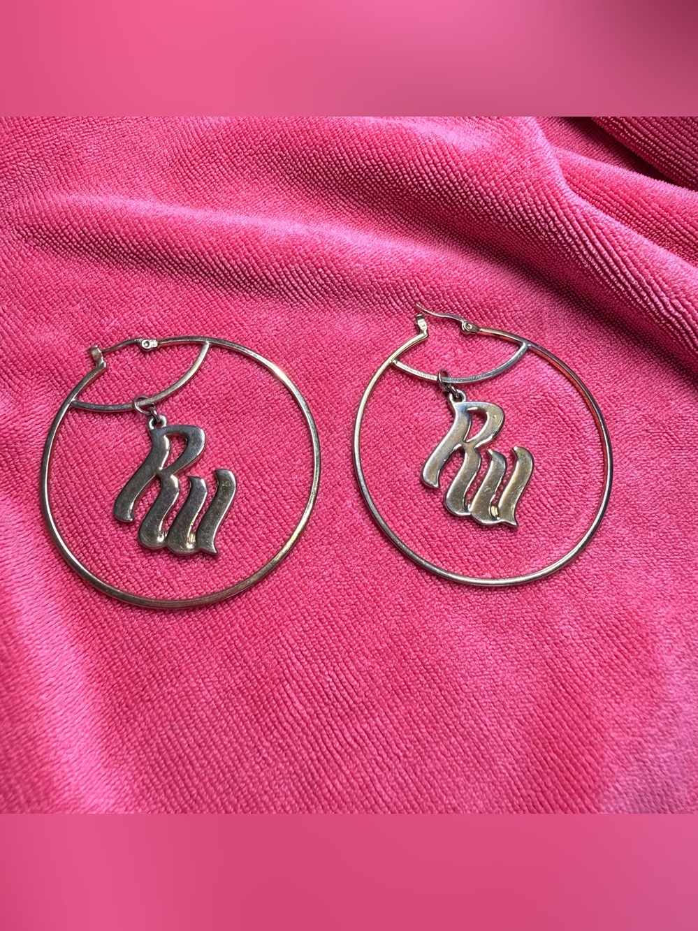Rocawear 2000’s Hoop Earrings with 'Ru' Pendant - Women Jewelry